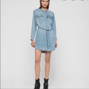NWT All Saints Loe Snap Front Denim Shirtdress